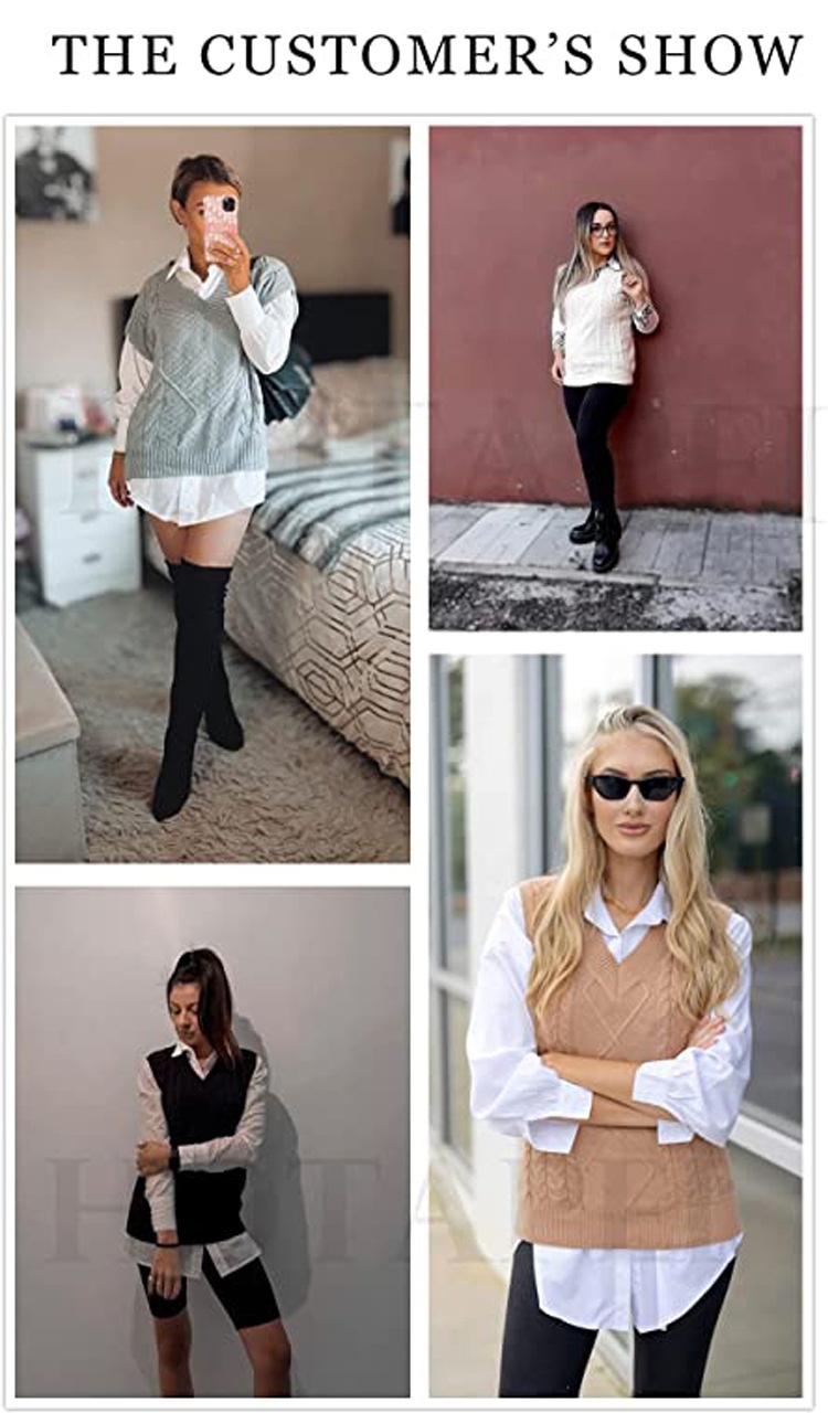 Aria Basics Aria Basics Autumn Wint New Women's Fashion Loose Vest Large V-neck European And Amican Style Sleeveless Cable Knit_voghion.com