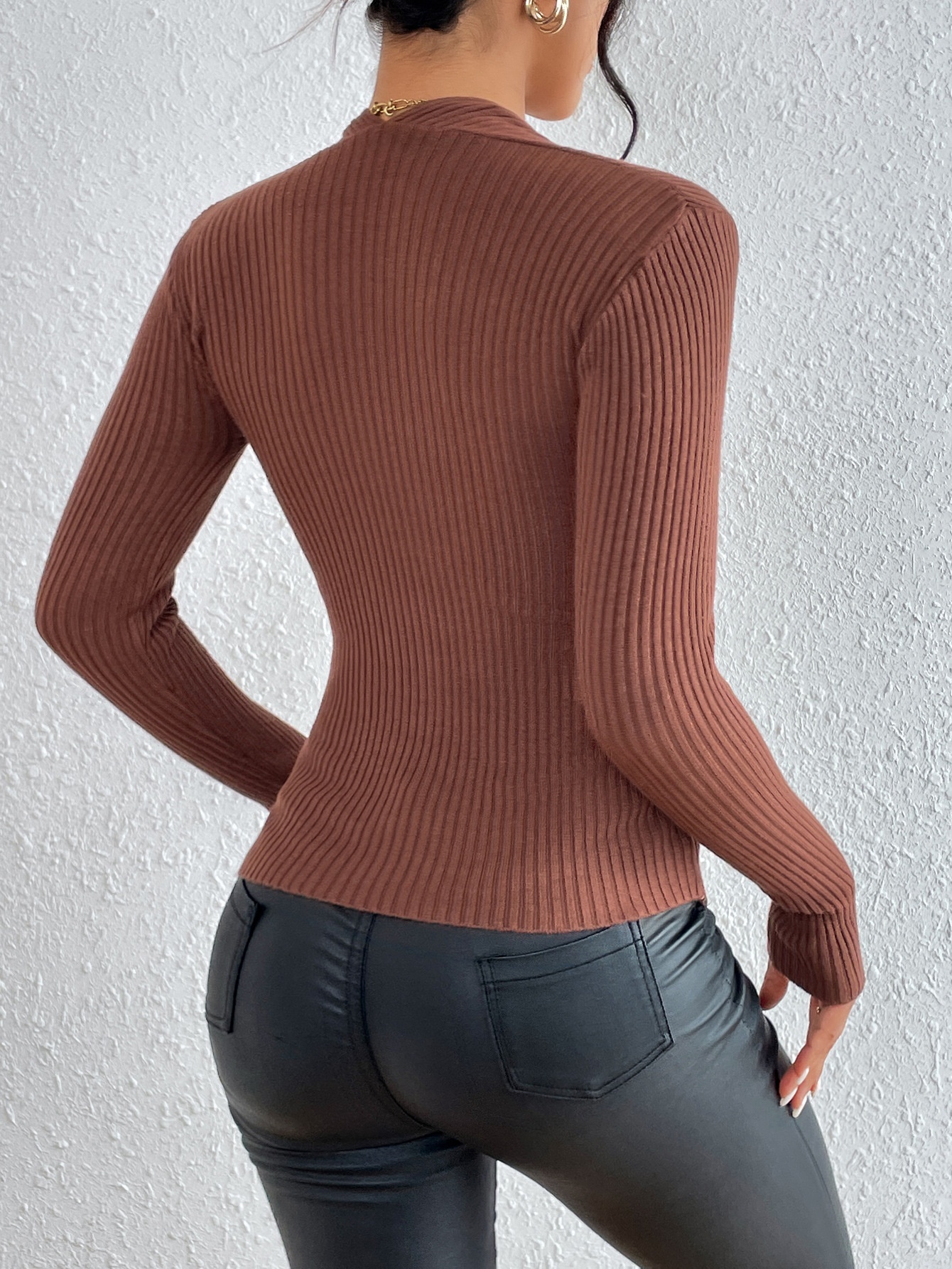 Aria Basics Aria Basics New European And American Fall/Winter 2025 Ins-style Simple Solid Color Large Collar Pullover Knit Sweater_voghion.com