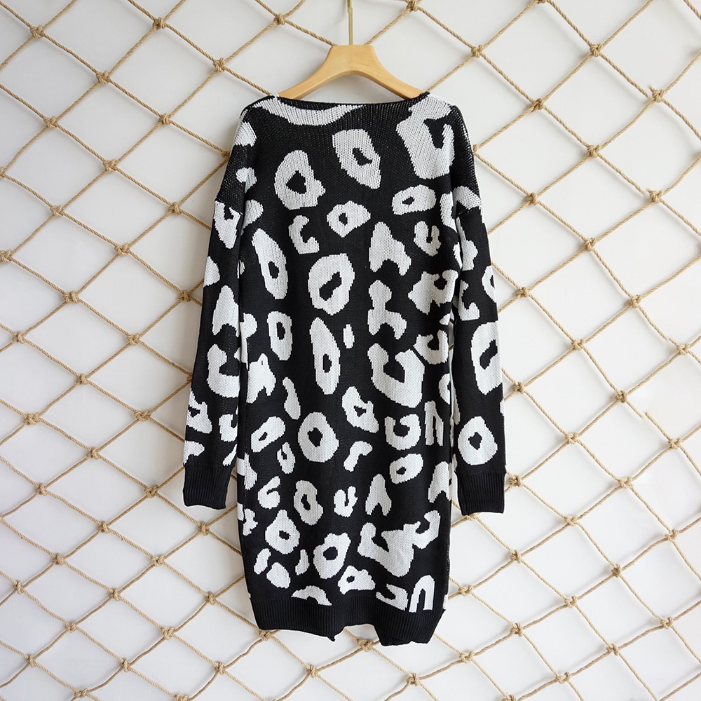 Leopardmuster Strickjacke Für Damen Herbst Winter Mode_voghion.com
