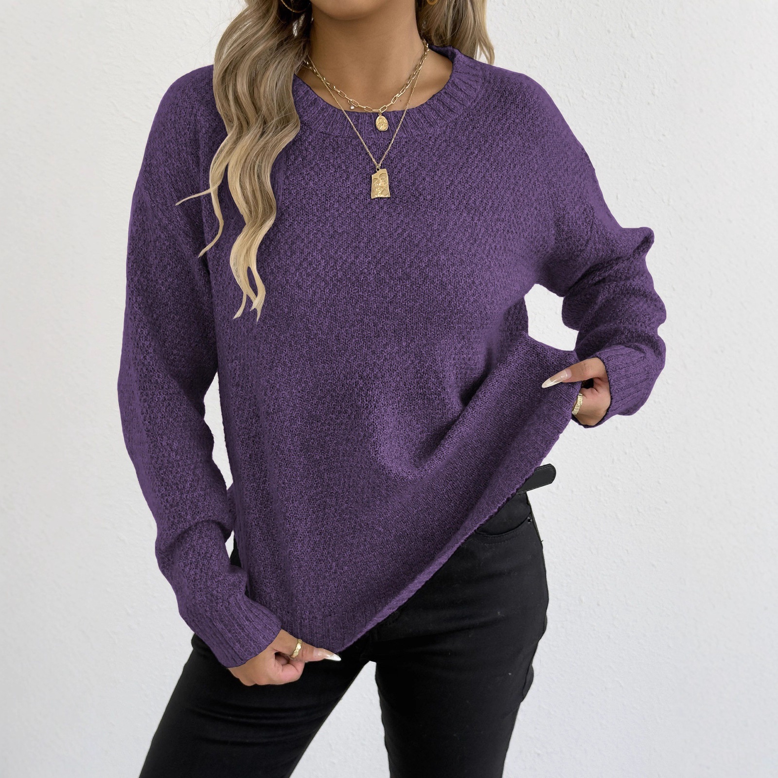 Aria Basics Aria Basics Autumn Winter Pullover Tops Cross-Border European And American Women's Clothing Floral Velvet Woven Casual Base Shirt_voghion.com