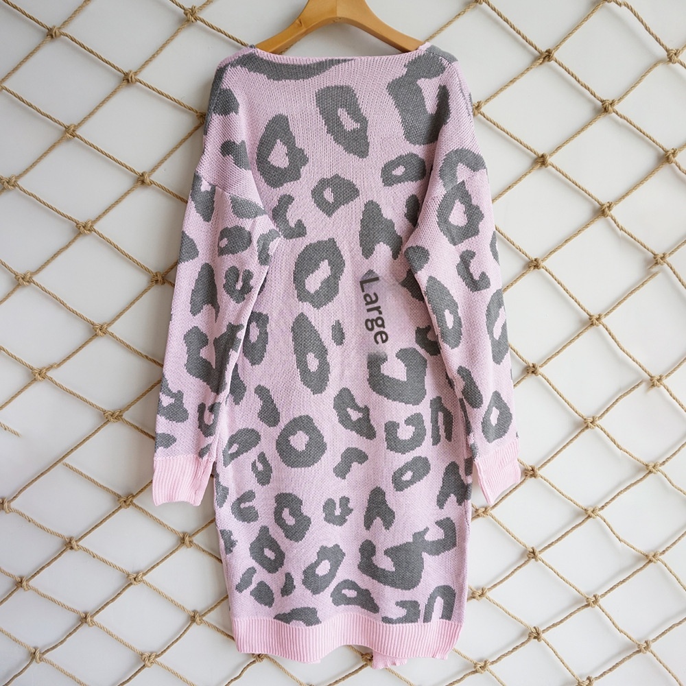 Leopardmuster Strickjacke Für Damen Herbst Winter Mode_voghion.com