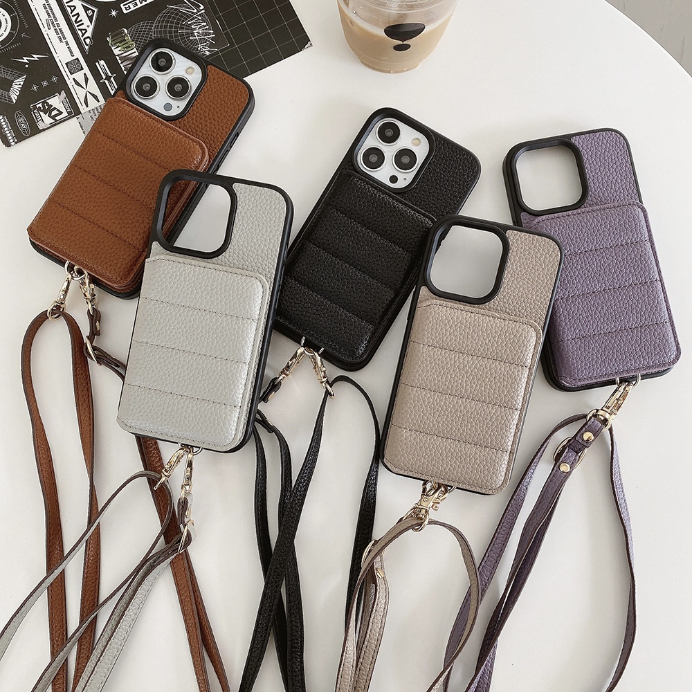 Compatible With Iphone IPhone 16 15 Pro Max Plus Samsung Google Card Holder Crossbody Strap Phone Case_voghion.com