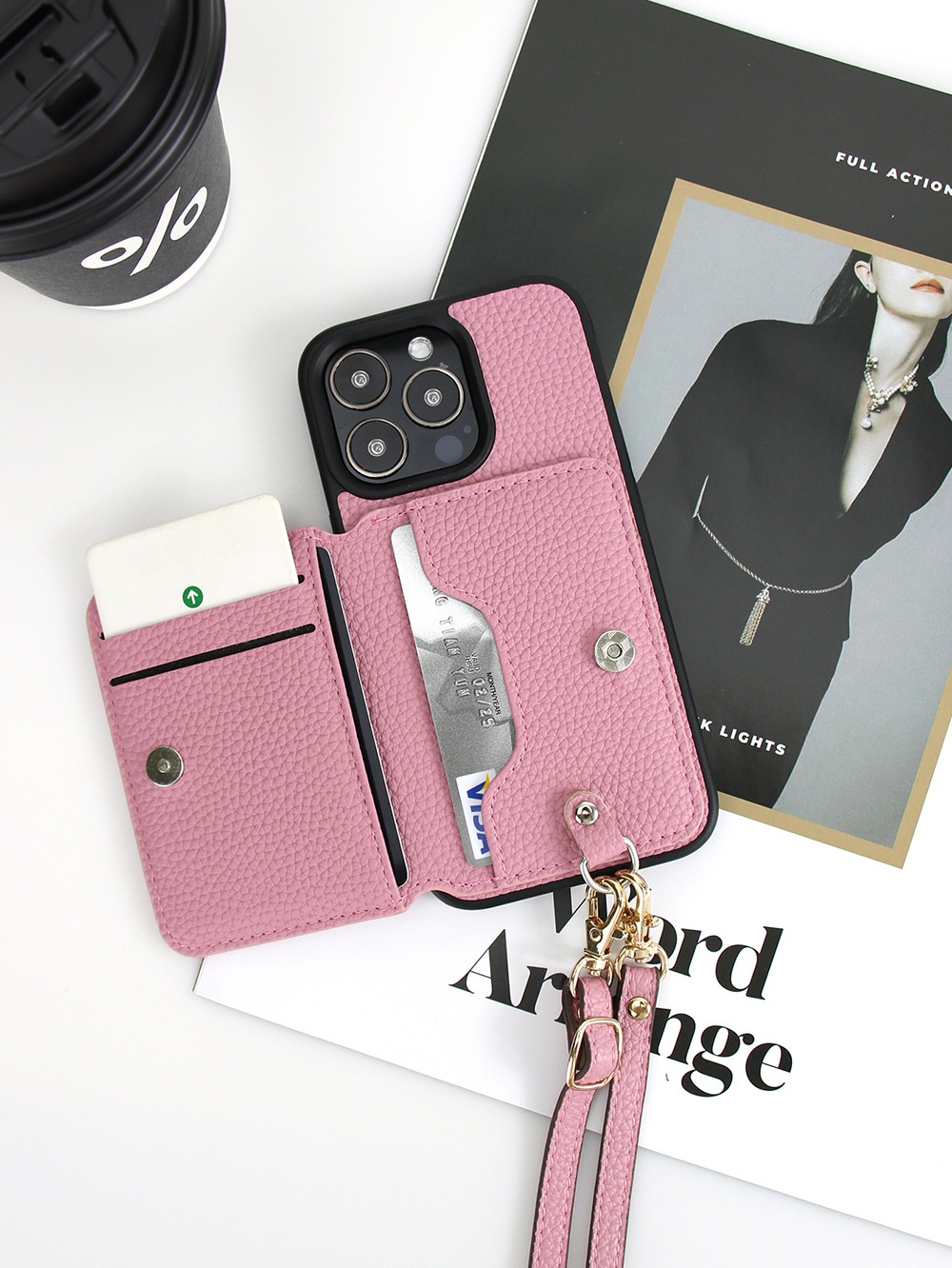 Compatible With Iphone IPhone 16 15 Pro Max Plus Samsung Google Card Holder Crossbody Strap Phone Case_voghion.com