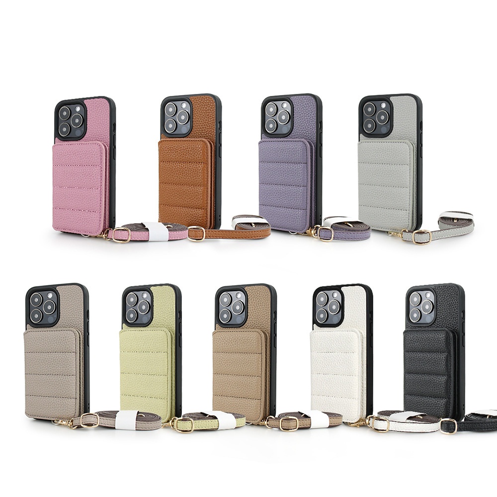 Compatible With Iphone IPhone 16 15 Pro Max Plus Samsung Google Card Holder Crossbody Strap Phone Case_voghion.com
