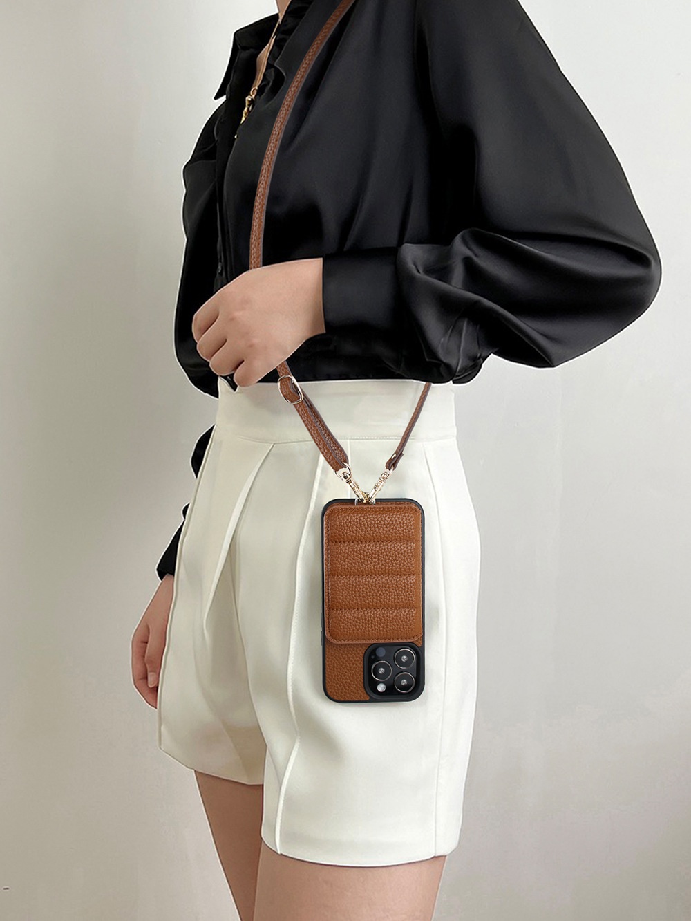 Compatible With Iphone IPhone 16 15 Pro Max Plus Samsung Google Card Holder Crossbody Strap Phone Case_voghion.com