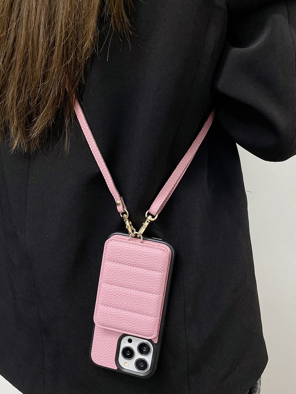 Compatible With Iphone IPhone 16 15 Pro Max Plus Samsung Google Card Holder Crossbody Strap Phone Case_voghion.com