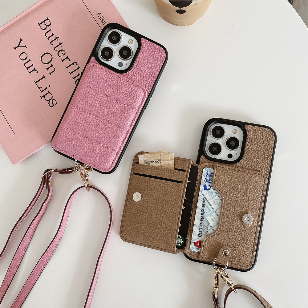 Compatible With Iphone IPhone 16 15 Pro Max Plus Samsung Google Card Holder Crossbody Strap Phone Case_voghion.com