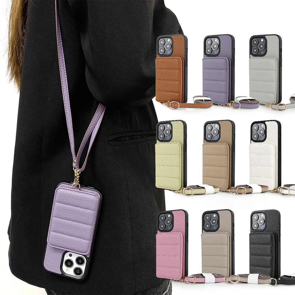 Compatible With Iphone IPhone 16 15 Pro Max Plus Samsung Google Card Holder Crossbody Strap Phone Case_voghion.com