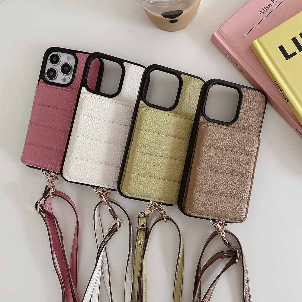 Compatible With Iphone IPhone 16 15 Pro Max Plus Samsung Google Card Holder Crossbody Strap Phone Case_voghion.com