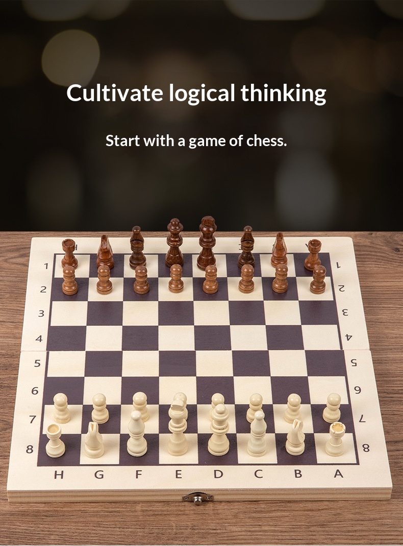 Wooden Chess Set Educational Game For Children Early Thinking_voghion.com