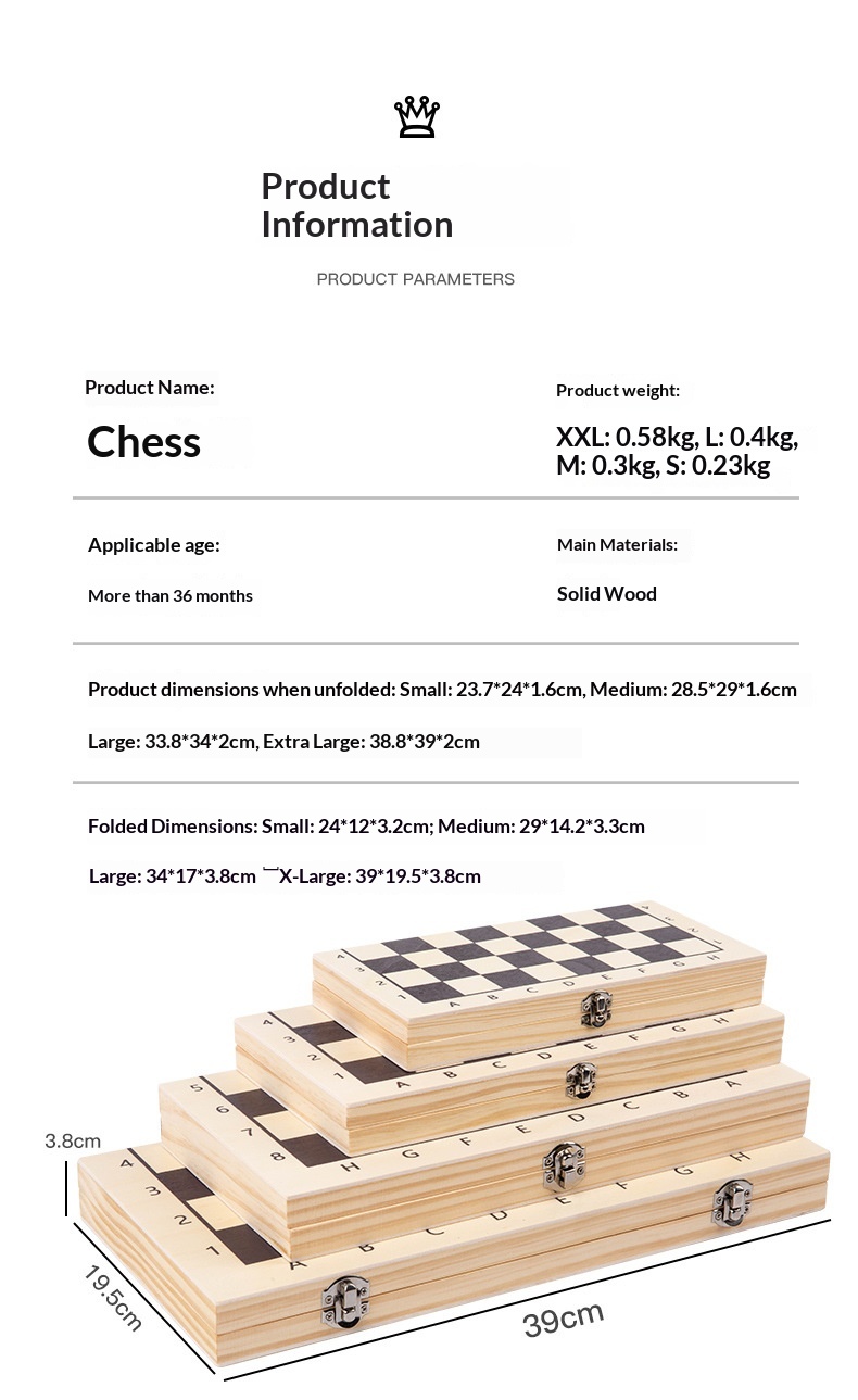 Wooden Chess Set Educational Game For Children Early Thinking_voghion.com