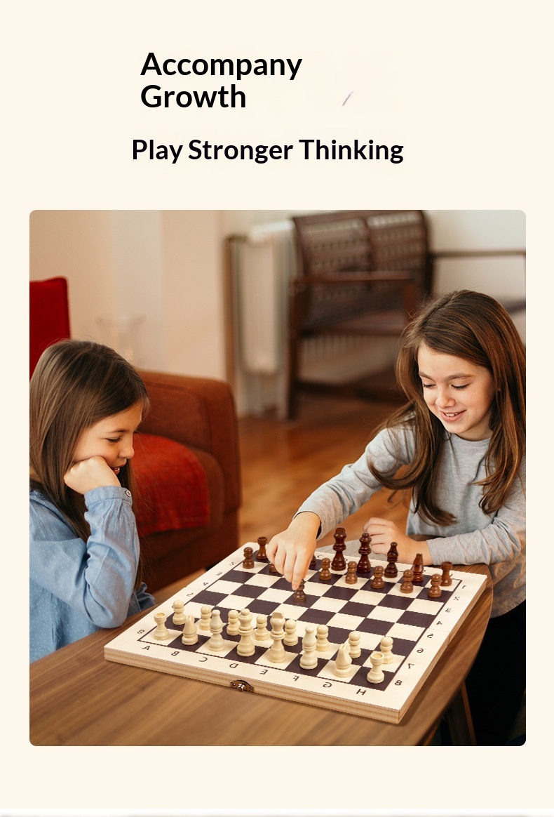 Wooden Chess Set Educational Game For Children Early Thinking_voghion.com