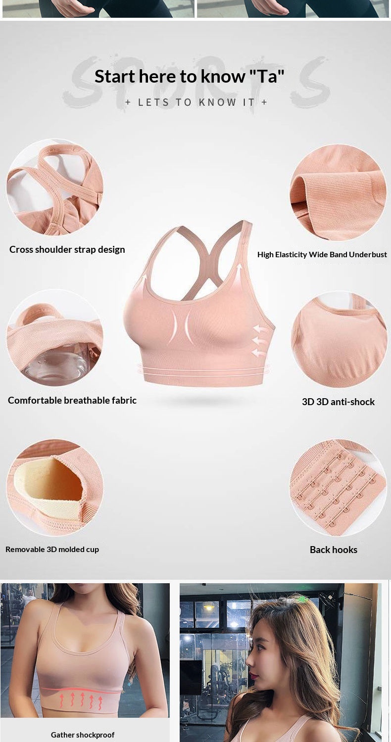 Sports Bra Plus Size Shockproof High Support Wide Shoulder Straps_voghion.com