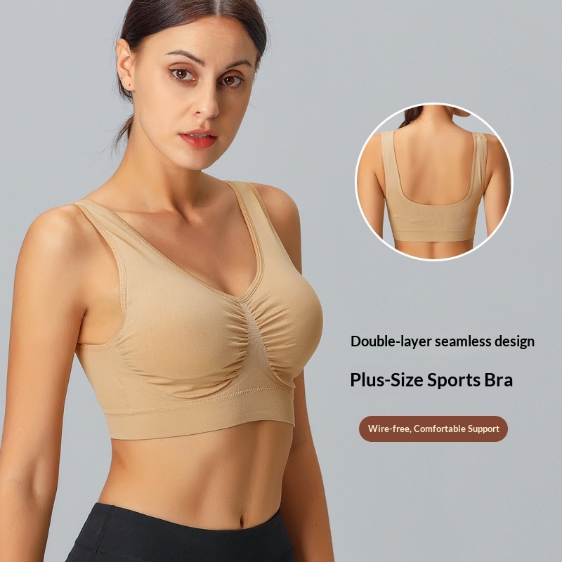 Tor Zur Wildnis Cross-Border Plus Wireless Large Size Bra Double Layer Seamless Yoga Adjustable Sports Underwear_voghion.com
