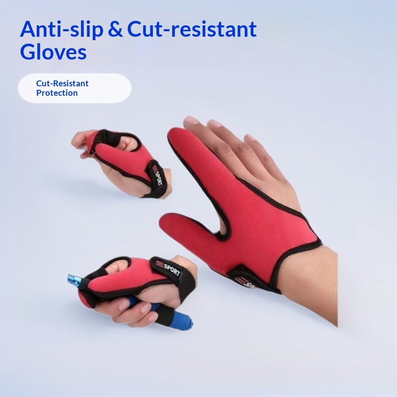 PeakGo Lure Anti-Slip Two-Finger Anti-Strangulation Hand Protector Spinning Wheel Anti-Cut Gloves Fishing Fly Casting Thickened_voghion.com