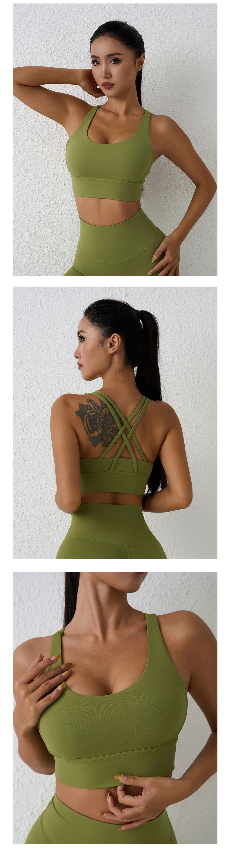 Fitness Tank Top Sports Bra Cross Back Shock Absorption Women_voghion.com