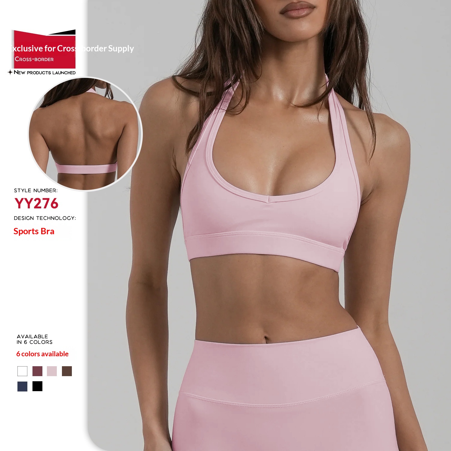 Tor Zur Wildnis Cross-Border Summer Barely There Chest-Enhancing Halter Neck Strap Padded Sports Yoga Outer Wear Sexy Beauty Back Bra_voghion.com