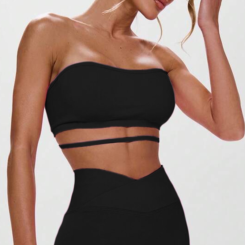 Tor Zur Wildnis Cross-Border Strapless Removable Padded Yoga Sports Bra For Women, Cross-Back, Quick-Dry, Tube Top, Outer Wear_voghion.com