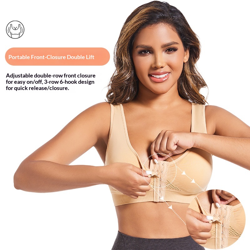 Tor Zur Wildnis Cross-Border Front-Clasp Sports Bra Without Underwire Women's Running Shockproof Gathered Beauty Back Plus Size_voghion.com