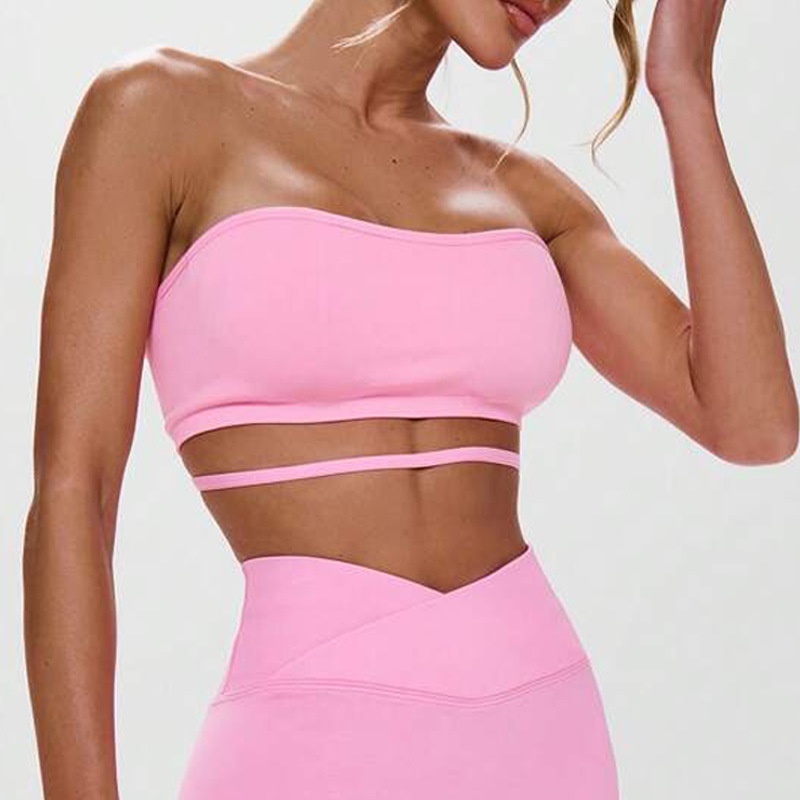 Tor Zur Wildnis Cross-Border Strapless Removable Padded Yoga Sports Bra For Women, Cross-Back, Quick-Dry, Tube Top, Outer Wear_voghion.com