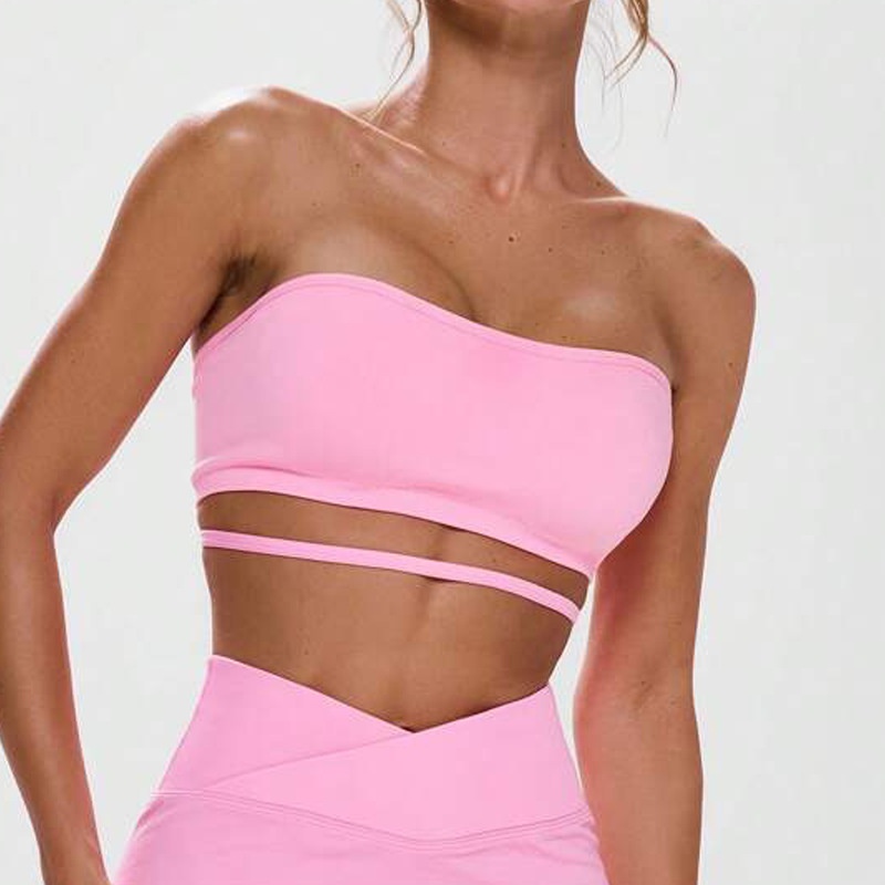 Tor Zur Wildnis Cross-Border Strapless Removable Padded Yoga Sports Bra For Women, Cross-Back, Quick-Dry, Tube Top, Outer Wear_voghion.com