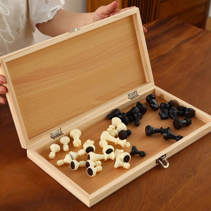 Magnetische inklapbare schaakset van hout voor kinderen en beginners_voghion.com