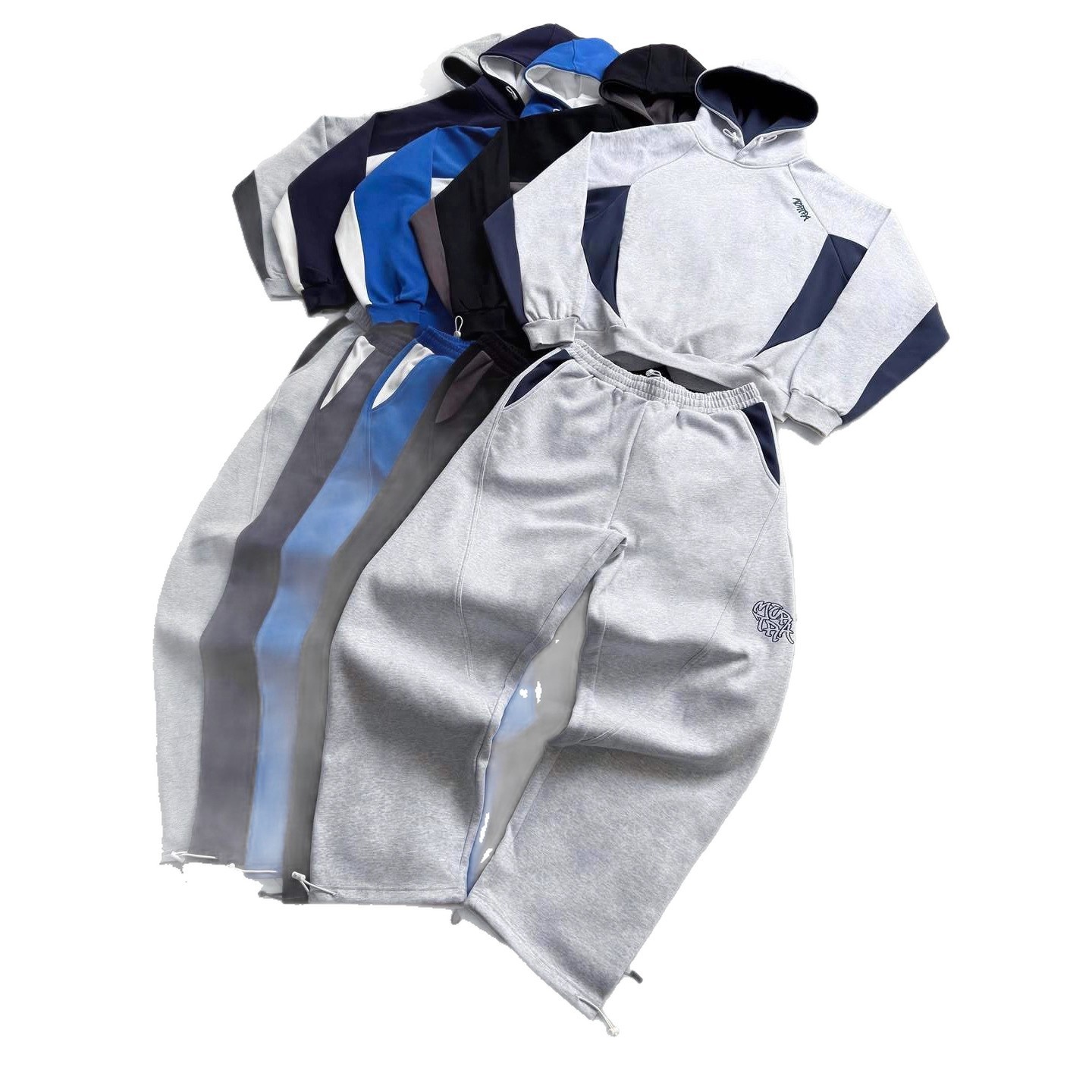 Aria Basics Aria Basics Nueva sudadera con capucha bordada personalizada con bloques de color estilo europeo y americano Y2k Moda casual estilo deportivo Conjunto de pantalones_voghion.com