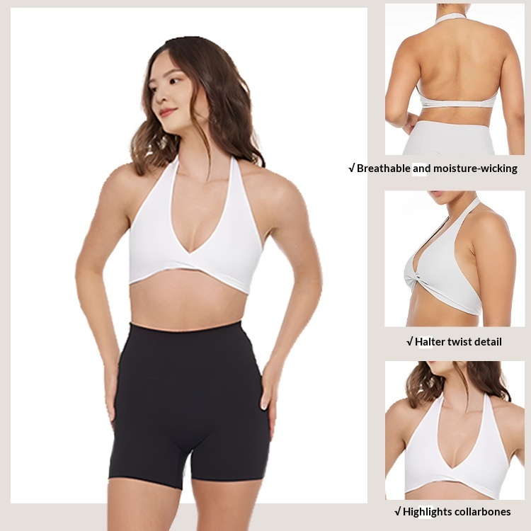 Tor Zur Wildnis Bügelloser Beauty-Rücken-BH Sport-Tight Halter V-Ausschnitt Unterwäsche Damen Yoga Fitness Spezial Push-Up Elastischer BH_voghion.com