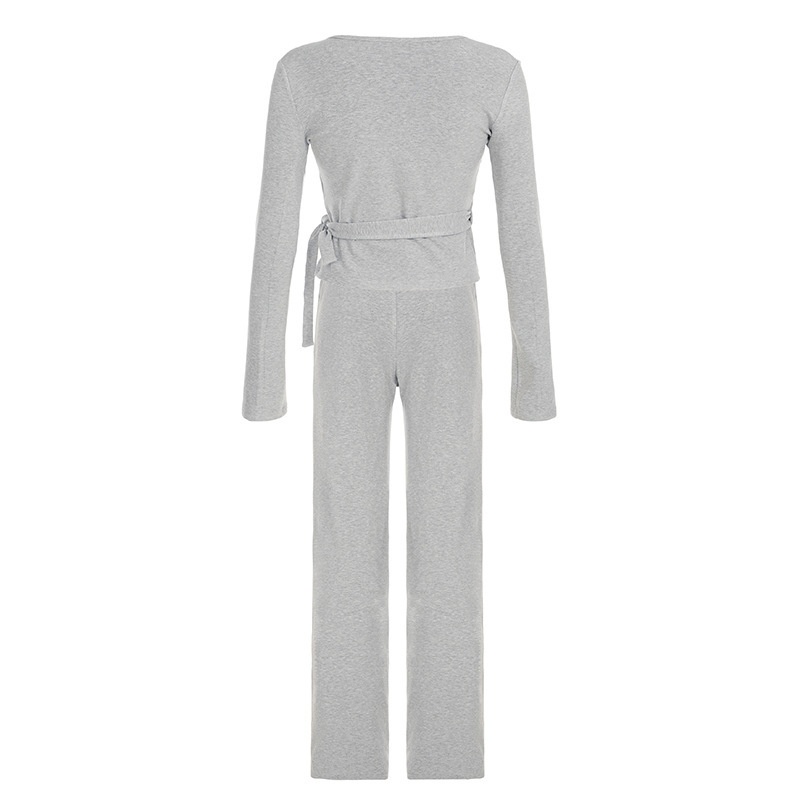 Completo pigiama in pile da donna con top a maniche svasate_voghion.com