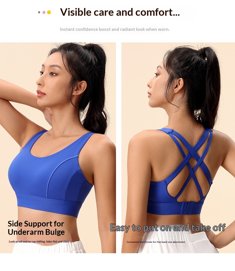Sports Bra With Cross-back Design And Supportive Shockproof Fit_voghion.com