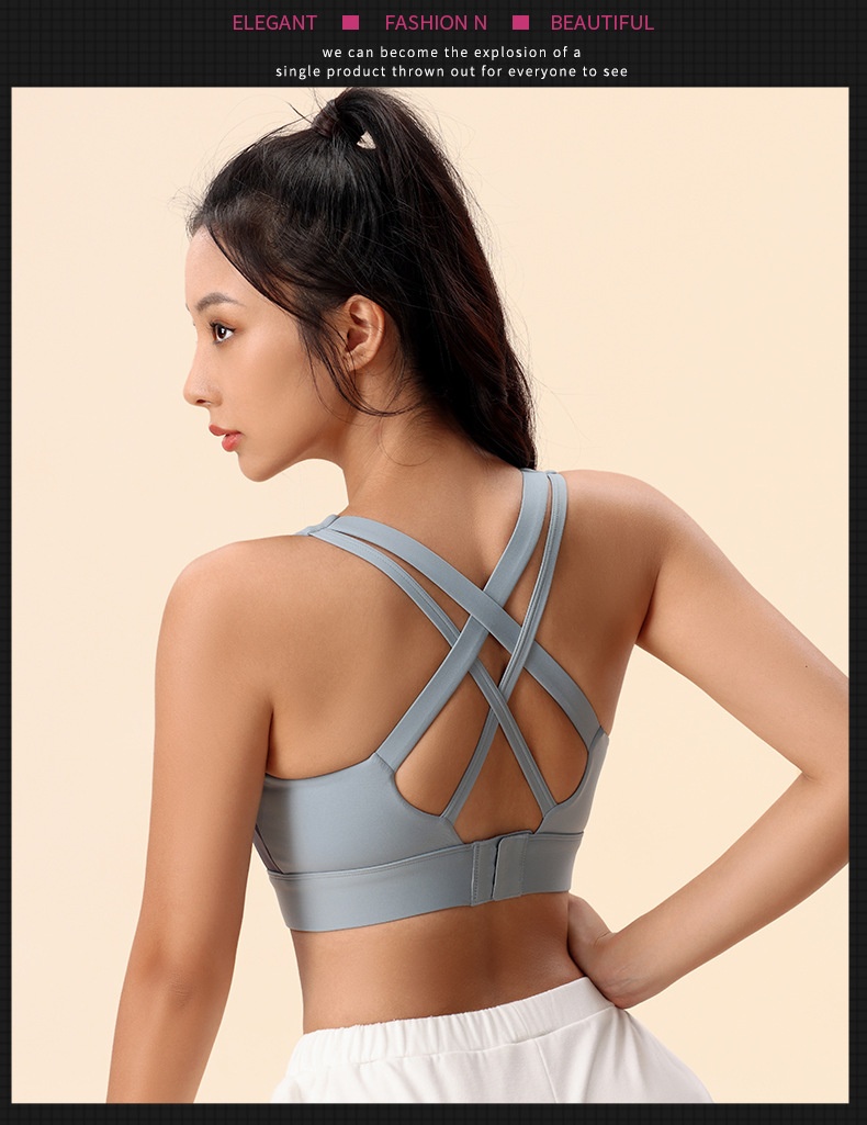 Sports Bra With Cross-back Design And Supportive Shockproof Fit_voghion.com