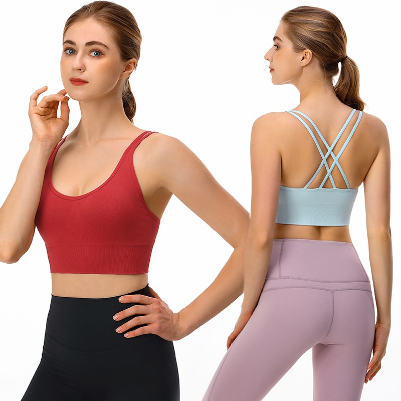 High Quality New European And American Plus-size Backless Yoga Shockproof Sports Bra, Quick-dry Tank Top Style Bra_voghion.com