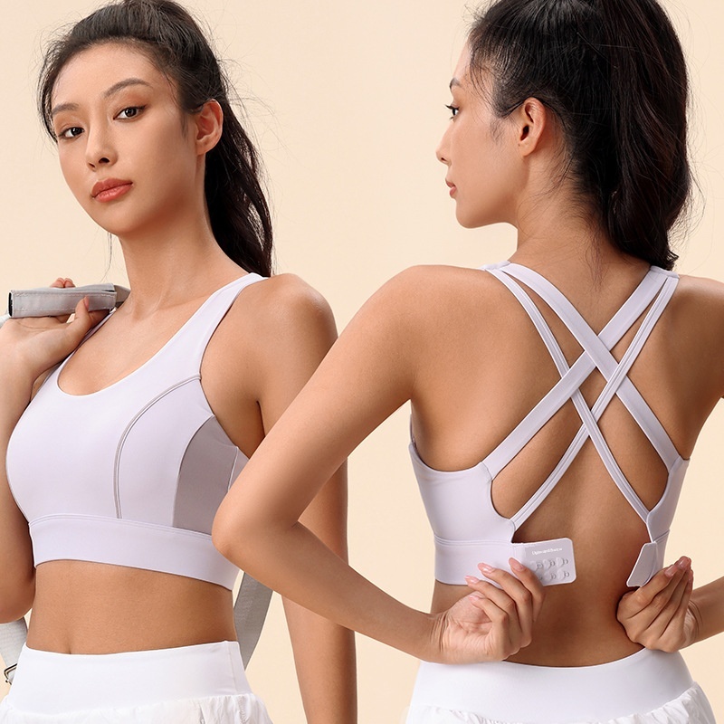 High Quality New Cross-border Product: Color-blocked One-piece With Cross-back Design, Shockproof, Supportive, And Side_voghion.com