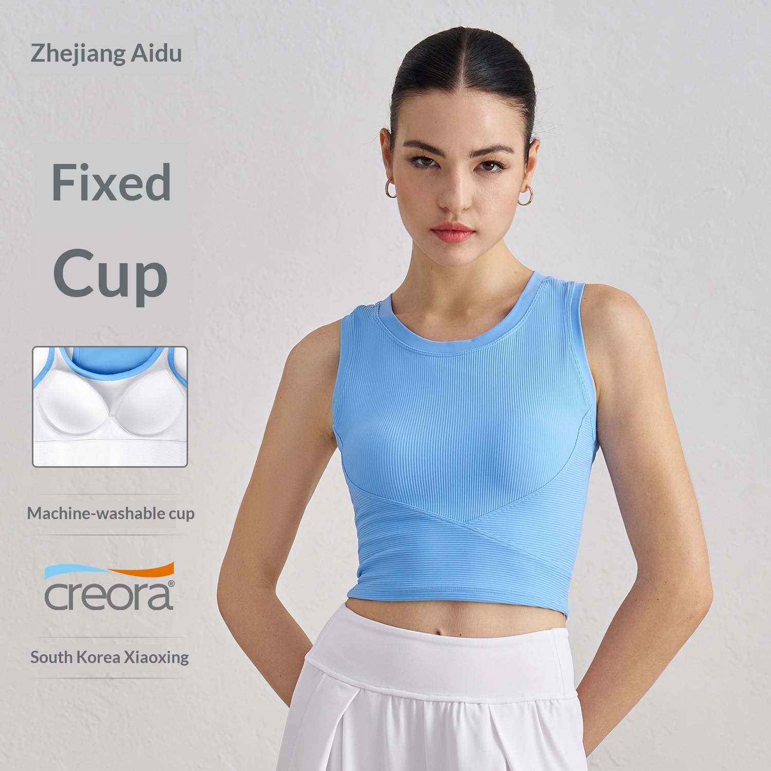 High Quality Ribbed Fixed Cup Vest, One-piece Sports Top, Tight-fitting Fitness Bra, Beautiful Back Yoga Underwear For Women_voghion.com