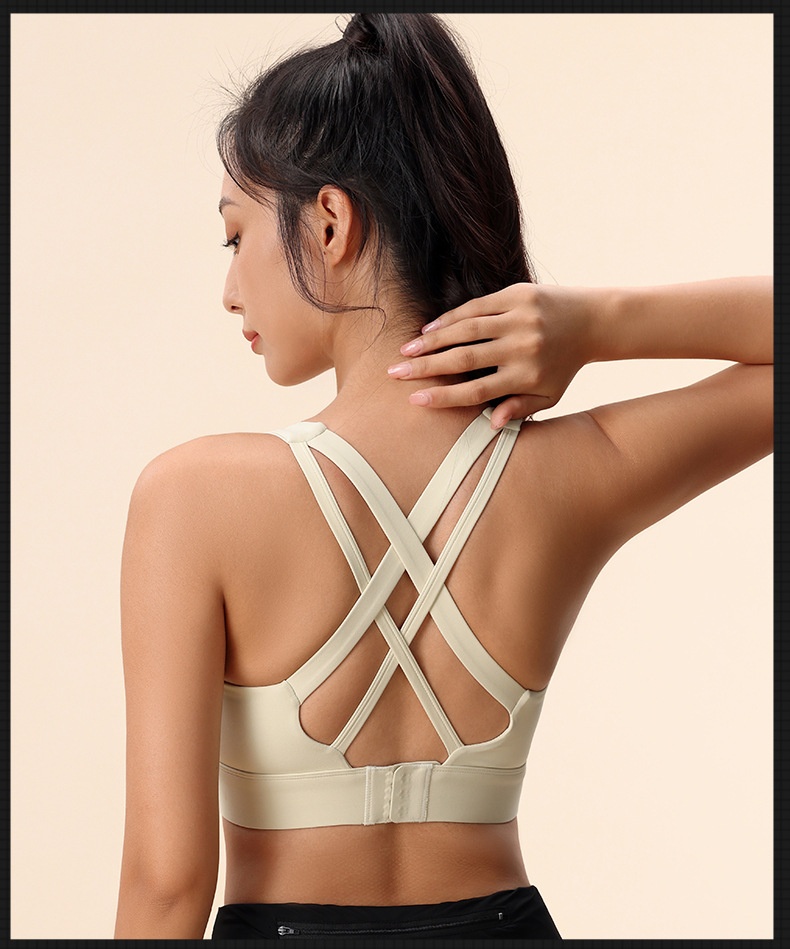 Sports Bra With Cross-back Design And Supportive Shockproof Fit_voghion.com