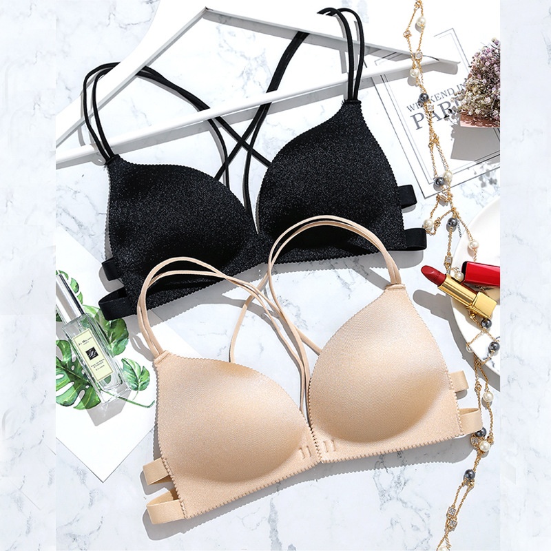 Hochwertiger, nahtloser, trägerloser, kurzer Wickel-BH für Mädchen mit Push-up-Effekt, kabellos, für den Sommer, schöne Rückenpartie_voghion.com