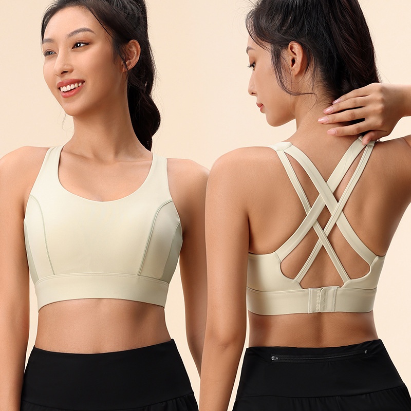 High Quality New Cross-border Product: Color-blocked One-piece With Cross-back Design, Shockproof, Supportive, And Side_voghion.com