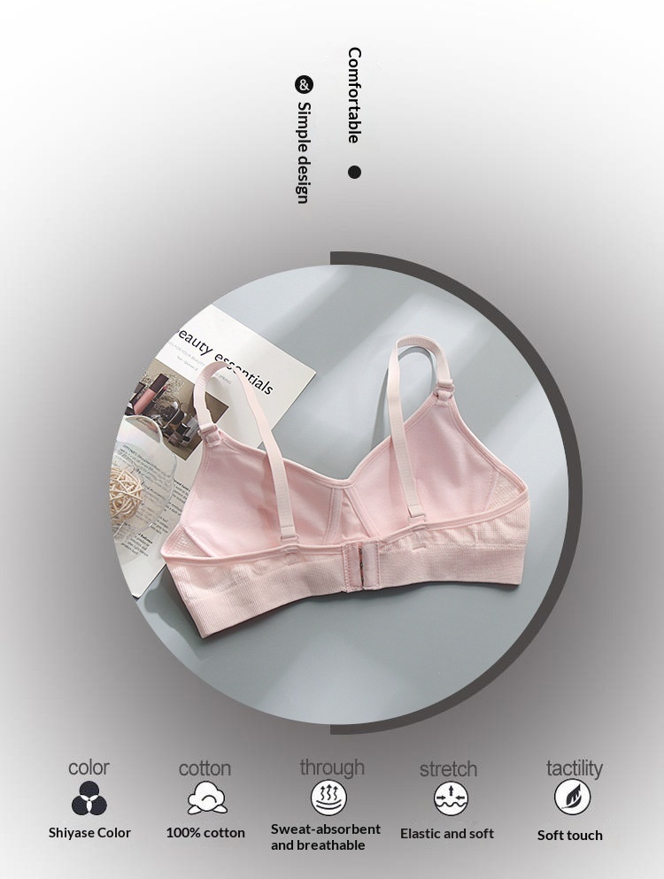 High Quality Pure Cotton Girls' Underwear For Students And High School Girls, Summer Thin Style, Wireless, Small Gathering, Large_voghion.com