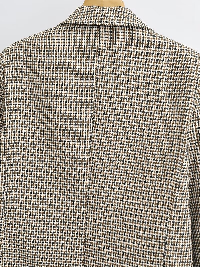 Damen Blazer Kariert Mit Langarm Für Den Herbst Tailliert_voghion.com