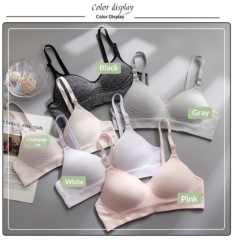 High Quality Pure Cotton Girls' Underwear For Students And High School Girls, Summer Thin Style, Wireless, Small Gathering, Large_voghion.com