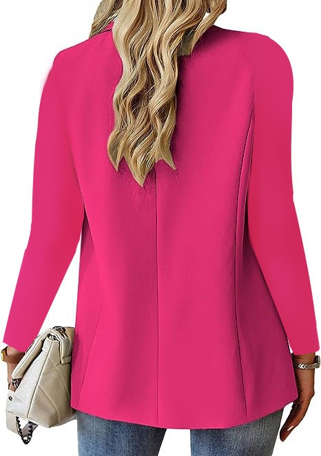 Women’s Long-sleeve Solid Colour Cardigan Blazer Suit Jacket_voghion.com