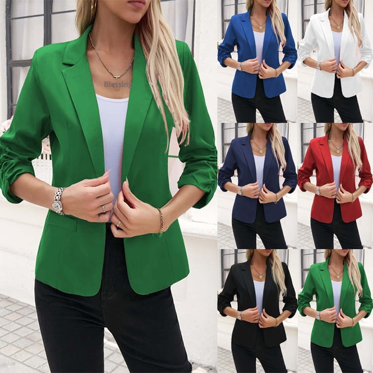 Giacca blazer donna con maniche a tre quarti per lavoro casual_voghion.com
