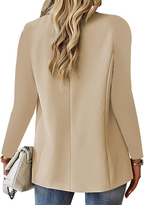 Women’s Long-sleeve Solid Colour Cardigan Blazer Suit Jacket_voghion.com