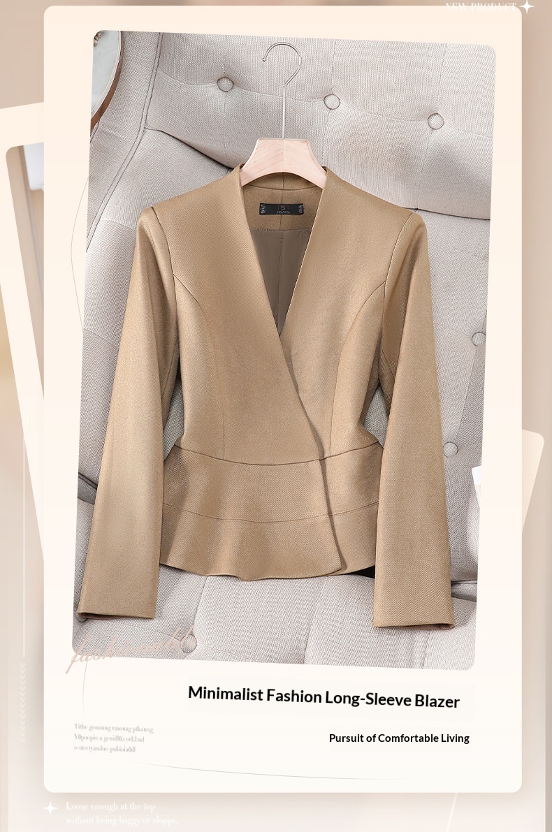 Blazer rosso da donna sfiancato giacca professionale senza collo_voghion.com