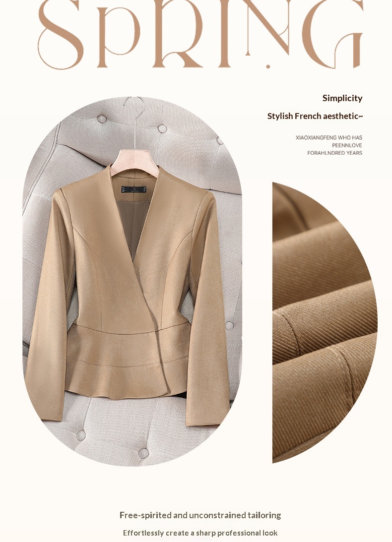 Blazer rosso da donna sfiancato giacca professionale senza collo_voghion.com