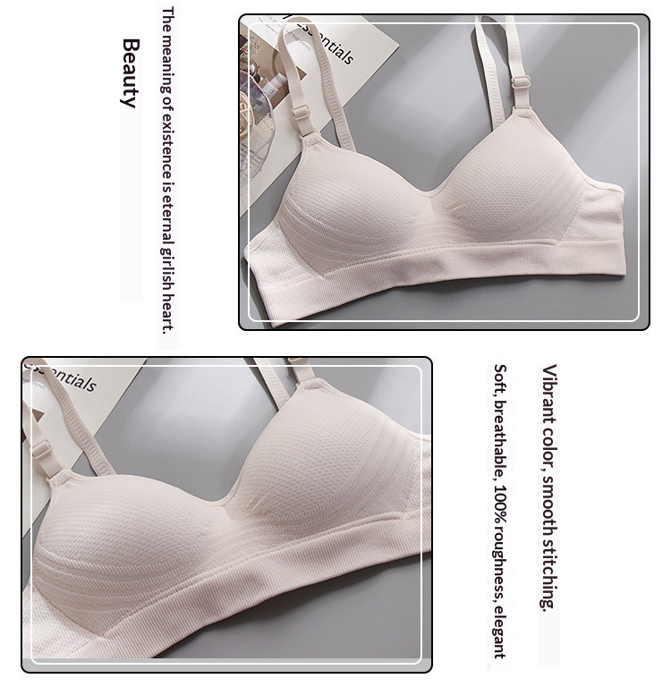 High Quality Pure Cotton Girls' Underwear For Students And High School Girls, Summer Thin Style, Wireless, Small Gathering, Large_voghion.com