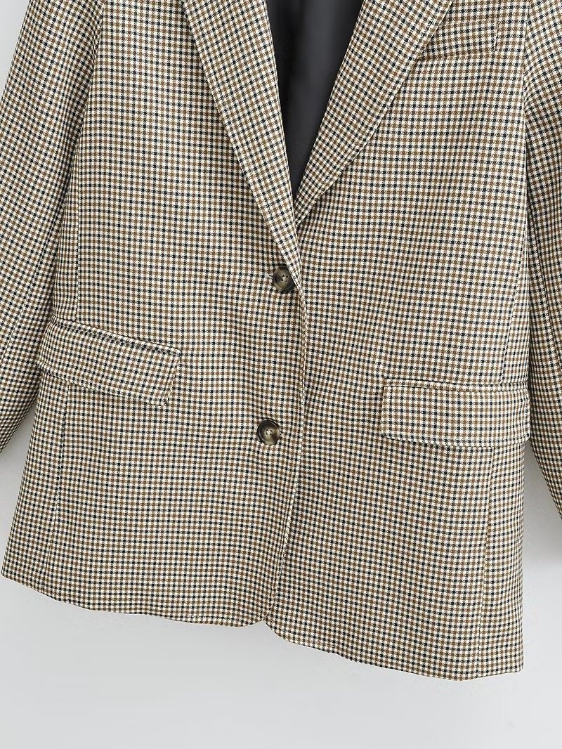 Damen Blazer Kariert Mit Langarm Für Den Herbst Tailliert_voghion.com