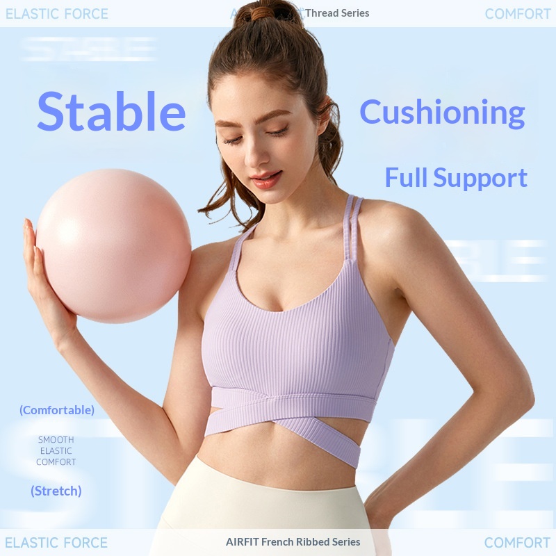 Hochwertiges Yoga-Top mit doppelten Trägern für Damen, sexy Sport-BH mit gekreuzten Trägern am Rücken, atmungsaktives, figurbetontes Fitness-Top (einteilig)._voghion.com