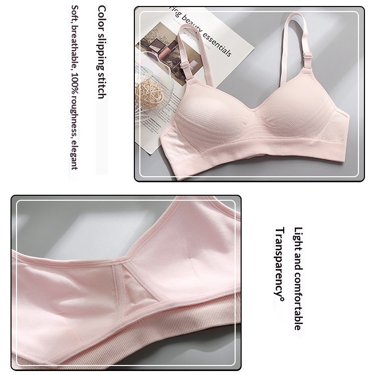 High Quality Pure Cotton Girls' Underwear For Students And High School Girls, Summer Thin Style, Wireless, Small Gathering, Large_voghion.com