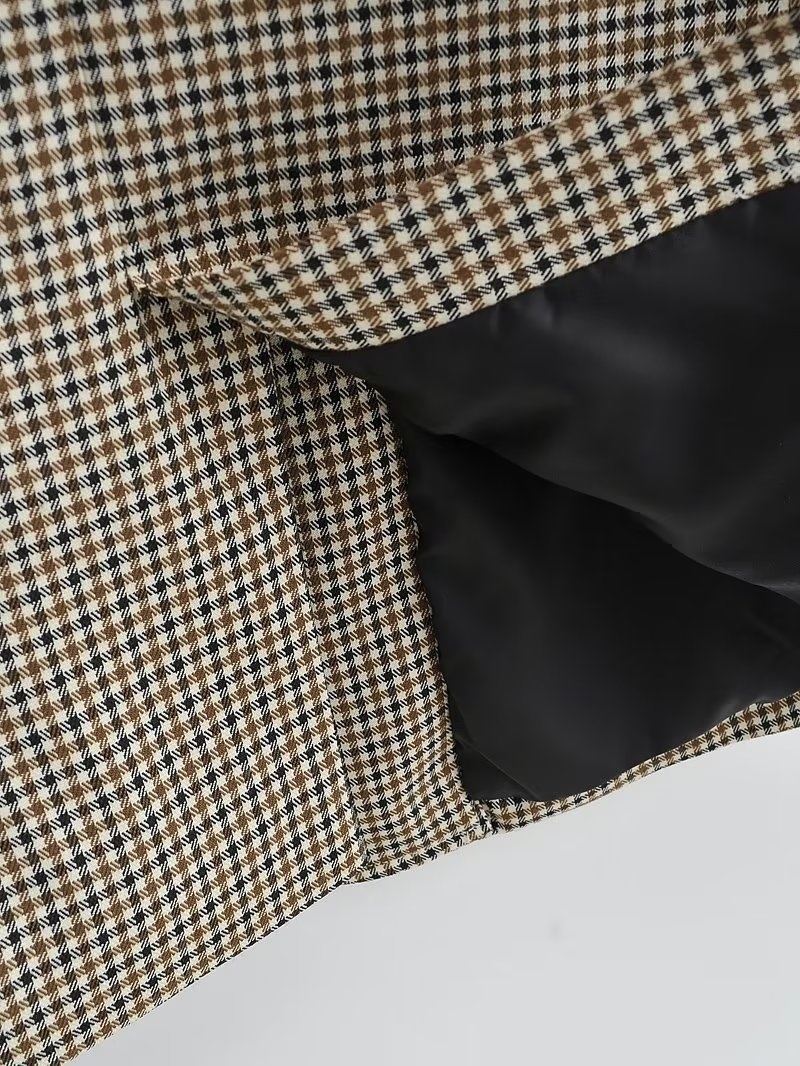 Damen Blazer Kariert Mit Langarm Für Den Herbst Tailliert_voghion.com
